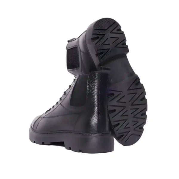 Bottine Hybride Chelsea-Lacet en Cuir Grainé Noir