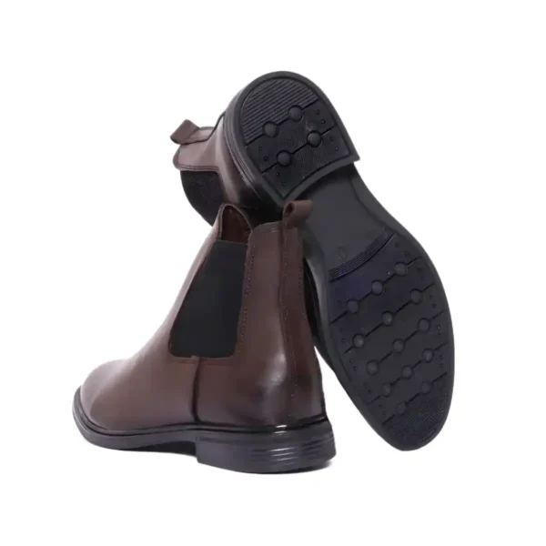 Bottine Chelsea Élégante en Cuir Marron Chocolat